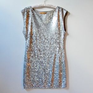 Alice + Olivia Marina NYE Silver Sequin Mini Dress